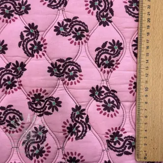 Katoenen stof VOILE STEPPED Daria flower aubergine digital print