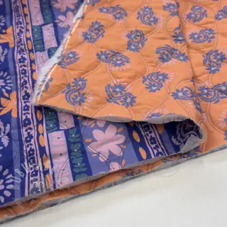Katoenen stof VOILE STEPPED Daria flower purple digital print