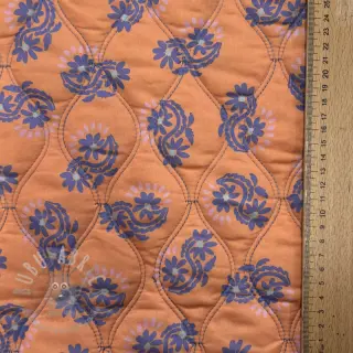 Katoenen stof VOILE STEPPED Daria flower purple digital print