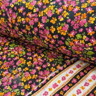 Katoenen stof VOILE STEPPED Ophelia flower digital print