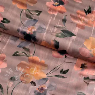 Katoenen stof SATIN Penny flower peach digital print