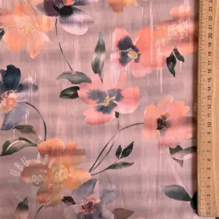 Katoenen stof SATIN Penny flower peach digital print