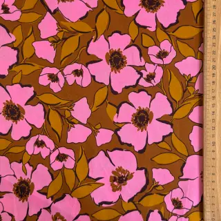 Bavlnená látka SATIN Flower Kala caramel