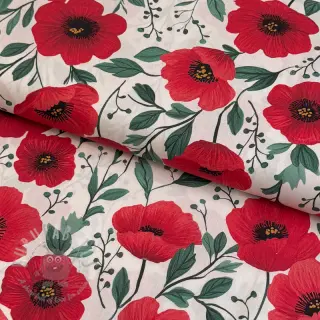 Katoenen stof Poppy offwhite digital print