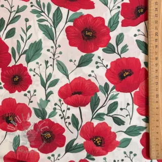 Katoenen stof Poppy offwhite digital print