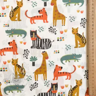 Katoenen stof Safari time offwhite digital print