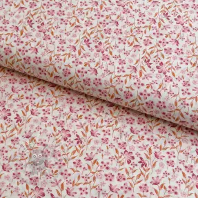 Katoenen stof Fine flowers pink