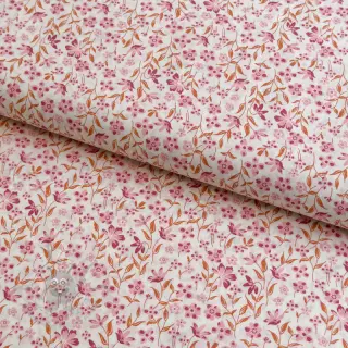 Katoenen stof Fine flowers pink
