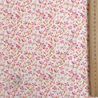 Katoenen stof Fine flowers pink