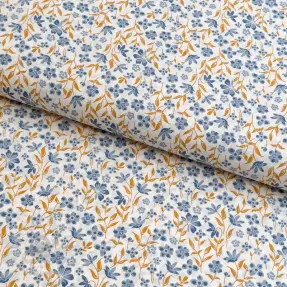 Katoenen stof Fine flowers blue