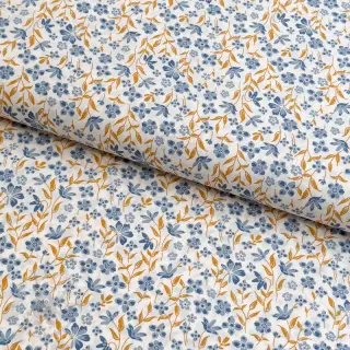 Katoenen stof Fine flowers blue