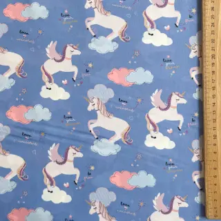 Bavlnená látka Unicorns love blue