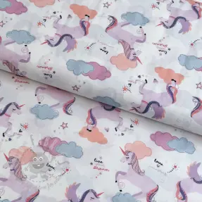 Katoenen stof Unicorns love white