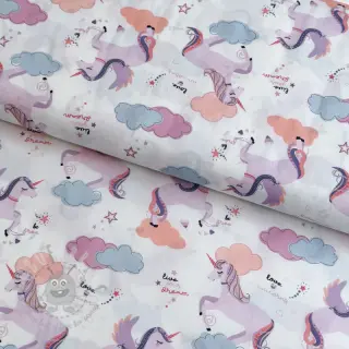 Katoenen stof Unicorns love white