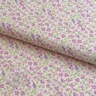 Katoenen stof Fine flowers purple