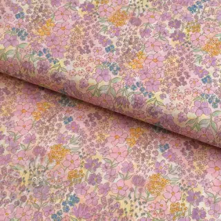 Katoenen stof VOILE Small hayppy flowers digital print