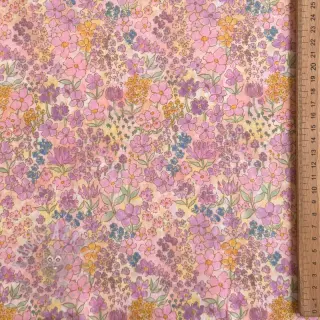 Katoenen stof VOILE Small hayppy flowers digital print