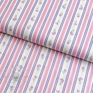 Katoenen stof Fine flowers STRIPE purple