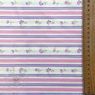 Katoenen stof Fine flowers STRIPE purple