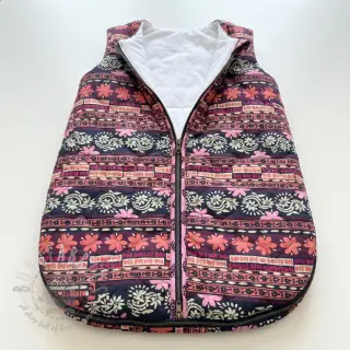 Katoenen stof VOILE STEPPED Daria flower aubergine digital print