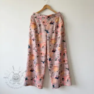 Katoenen stof SATIN Penny flower peach digital print