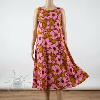 Katoenen stof SATIN Flower Kala caramel