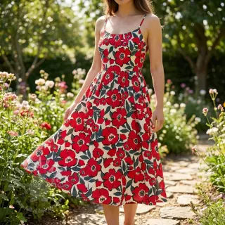 Katoenen stof SATIN Flower Kala offwhite