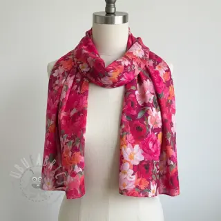 Katoenen stof VOILE Tanja flowers digital print
