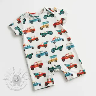 Katoenen stof Cars white digital print
