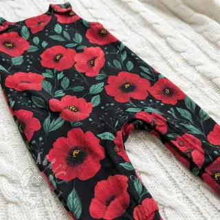 Katoenen stof Poppy black digital print