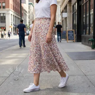 Katoenen stof Simie flowers offwhite digital print