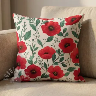 Katoenen stof Poppy offwhite digital print