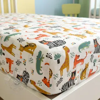 Katoenen stof Safari time offwhite digital print