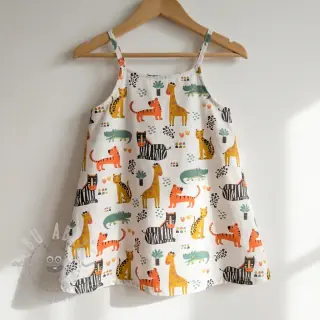 Katoenen stof Safari time offwhite digital print