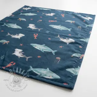 Katoenen stof Sea life petrol digital print