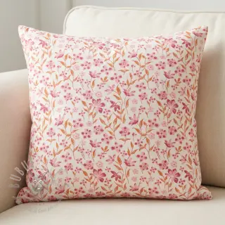 Katoenen stof Fine flowers pink