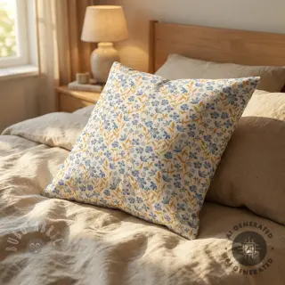 Katoenen stof Fine flowers blue