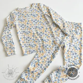 Katoenen stof Fine flowers blue