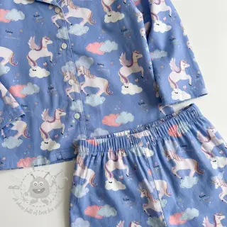 Katoenen stof Unicorns love blue