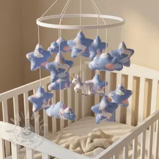 Katoenen stof Unicorns love blue