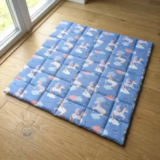Katoenen stof Unicorns love blue