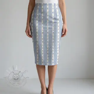 Katoenen stof Fine flowers STRIPE blue