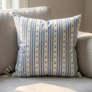 Katoenen stof Fine flowers STRIPE blue
