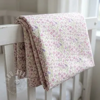 Katoenen stof Fine flowers purple