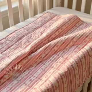 Katoenen stof Fine flowers STRIPE pink