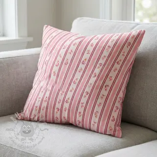 Katoenen stof Fine flowers STRIPE pink