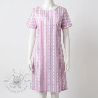 Katoenen stof Fine flowers STRIPE purple
