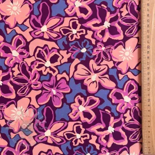 Viscose STRETCH Flowers Junie purple