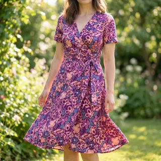 Viskóza STRETCH Flowers Junie purple