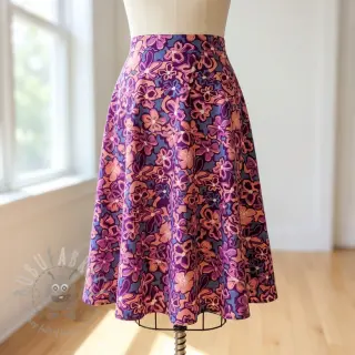 Viscose STRETCH Flowers Junie purple